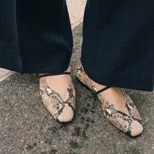 Margaux x Argent Snakeskin The Phoebe ballet flats